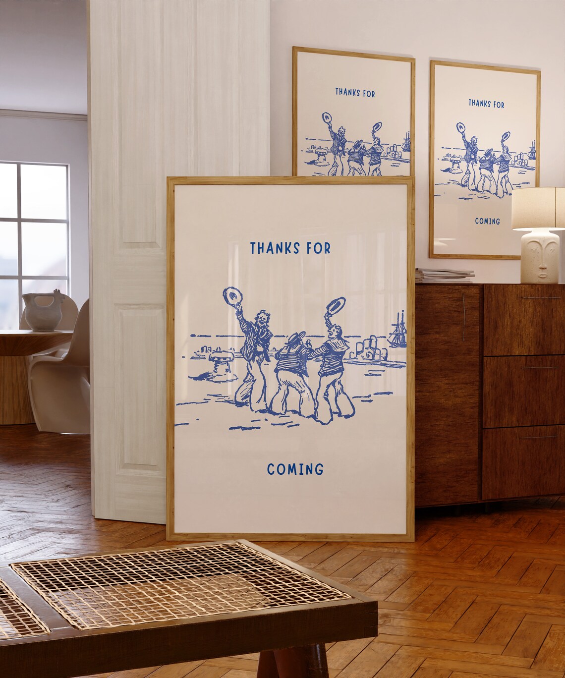 Thanks For Coming Vintage Sailor Sketch Coastal Farewell Poster