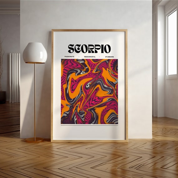 Scorpio Zodiac Sign Aura Gradient Poster Astrology Charm Room Decor Wall Art Star Sign Abstract Astrology Scorpio Wall Print