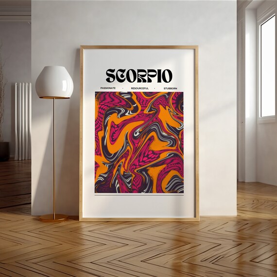 Scorpio Zodiac Sign Pink Aura Marble Gradient Astrology Poster