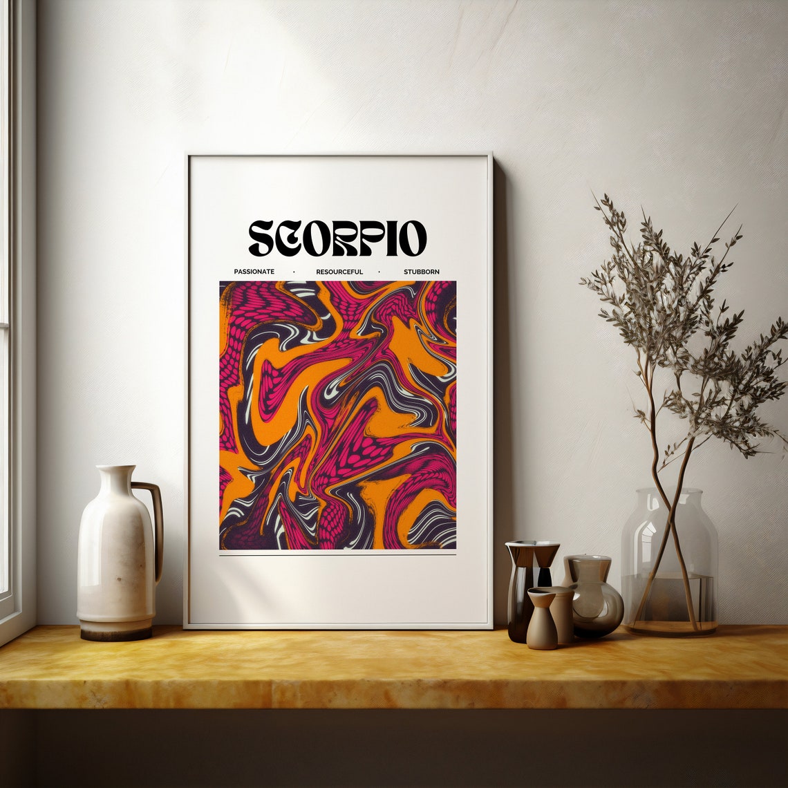 Scorpio Zodiac Sign Pink Aura Marble Gradient Astrology Poster - Image 3