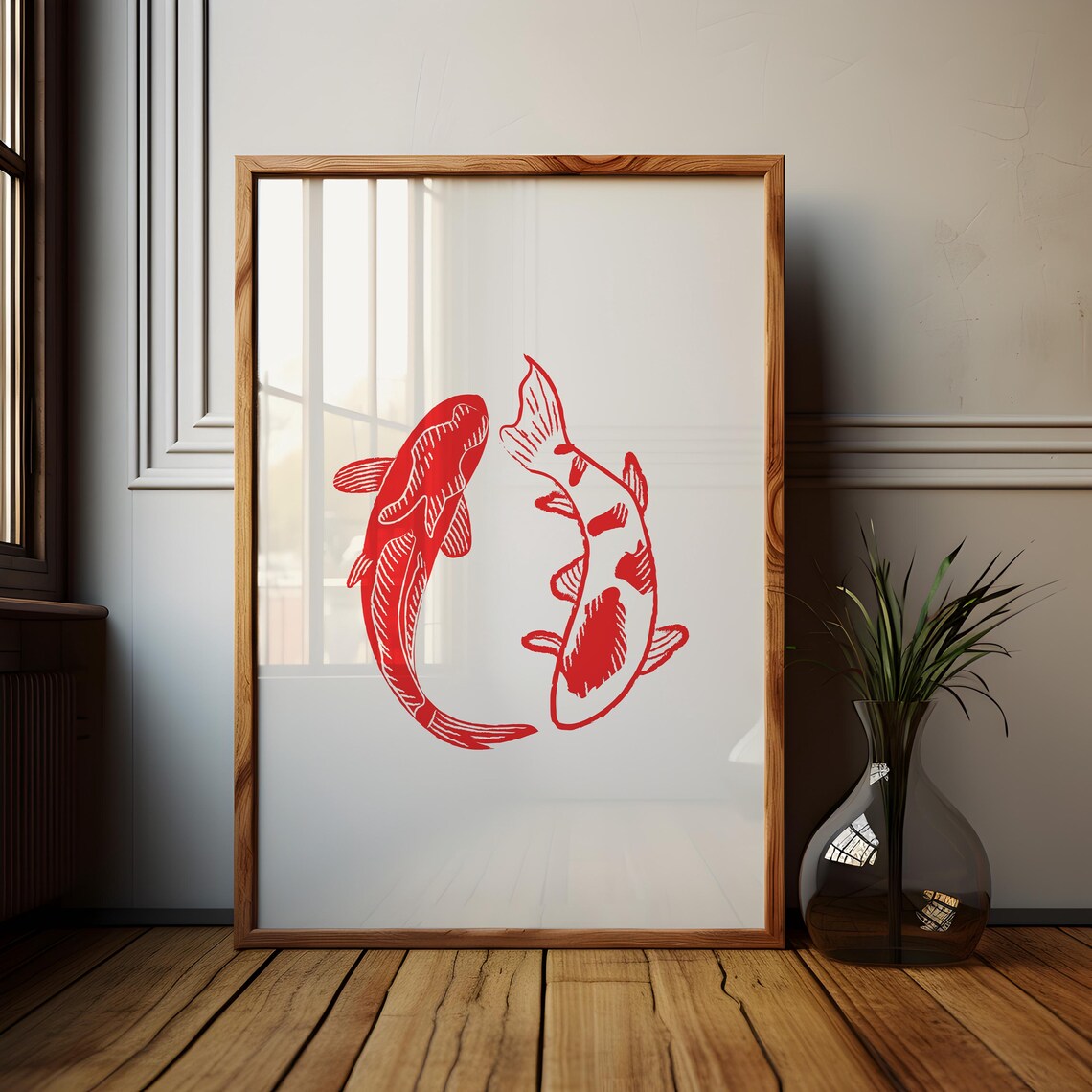 Red Fish Retro Print, Vintage Koi Fish Poster - Image 2