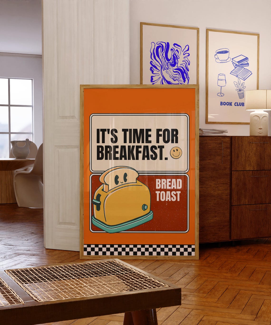 Its Time For Breakfast Retro Toaster Diner Style Cute Kitchen Poster - Image 3
