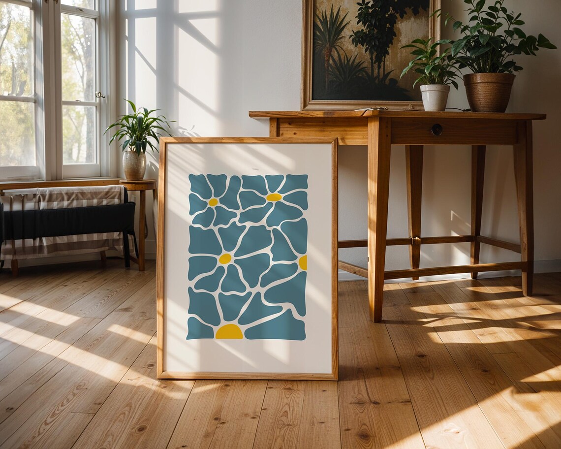 Blue Botanical Flower Abstract Matisse Style Modern Floral Poster - Image 2