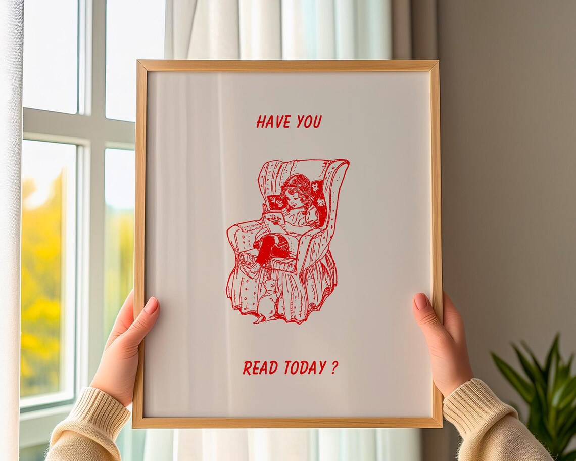 Have You Read Today Cream and Red Armchair Reading Club Poster - Image 2
