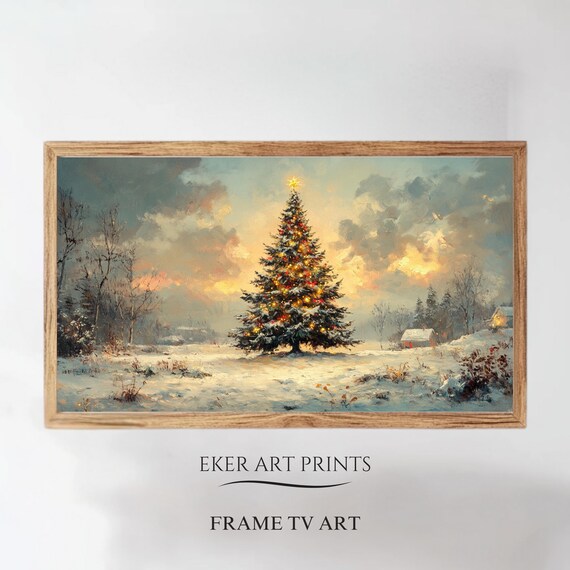 Frame Tv Art Christmas Frame Tv Art Winter Scenery Art For Tv Moody Farmhouse Holiday Decor Christmas Tree Painting