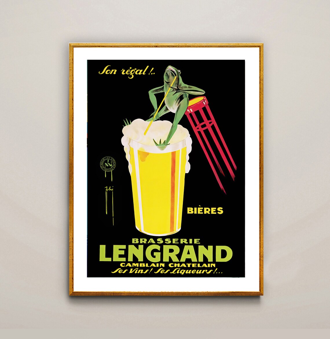 Brasserie Lengrand Frog Beer Vintage French Advertising Poster - Image 2