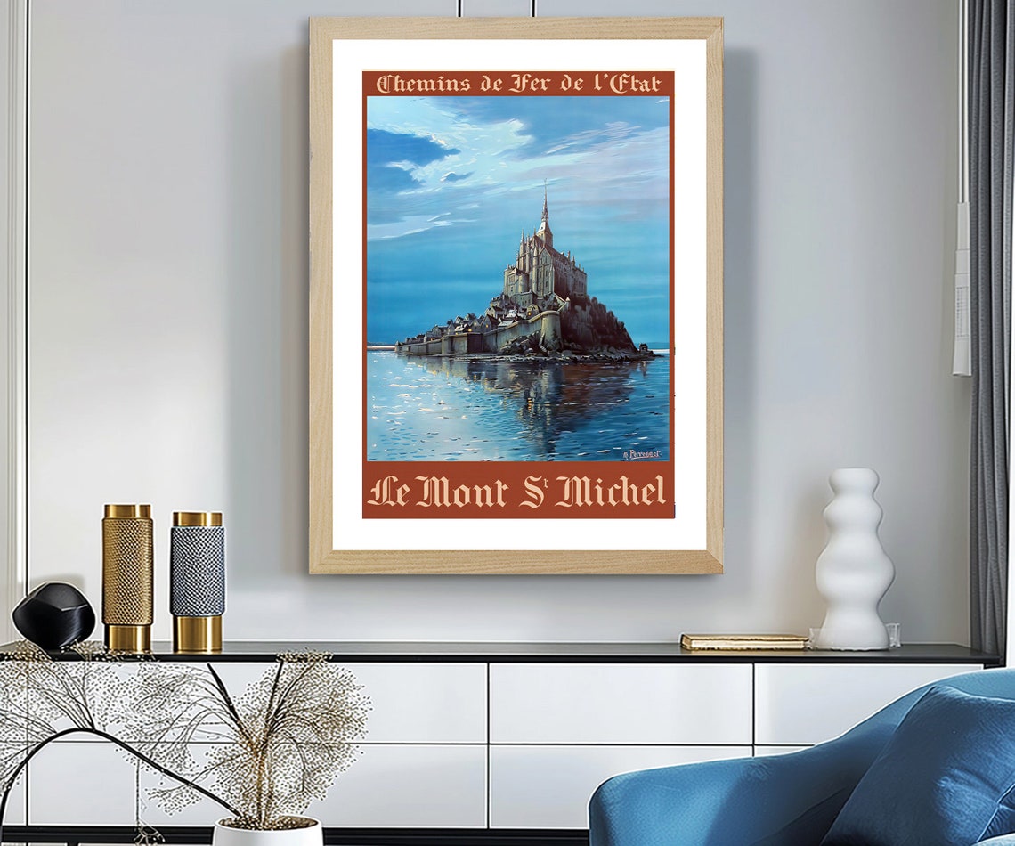 Le Mont St Michel Night Vintage French Railway Travel Poster - Image 2