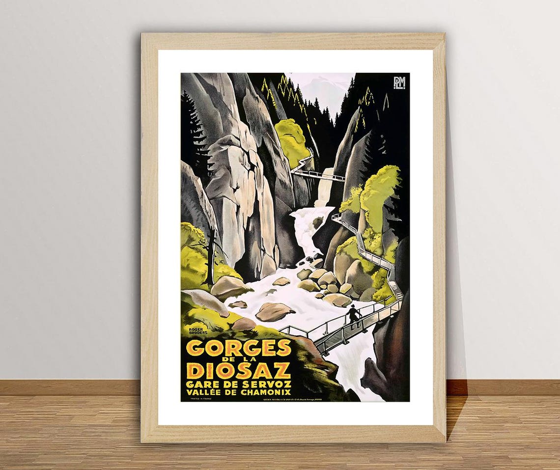 Gorges de la Diosaz Chamonix Vintage French Mountain Gorge Poster