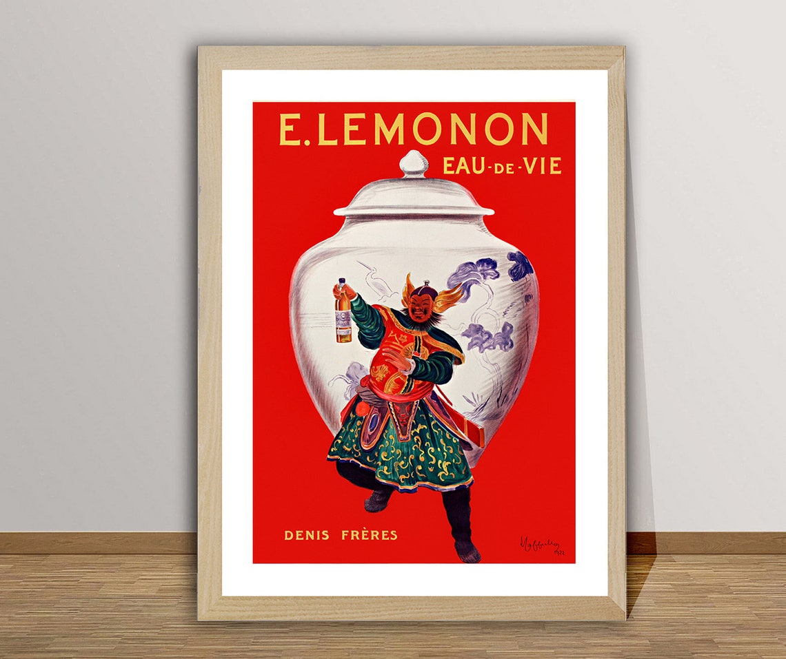 E. Lemonon Eau De Vie Denis Freres Vintage French Spirits Poster Art