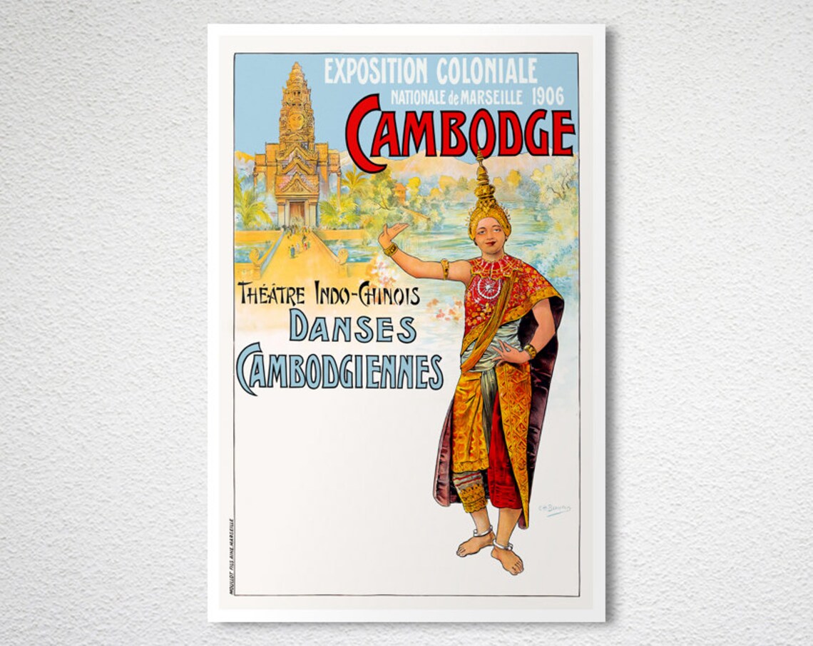 Cambodge Vintage Travel Poster Art Print - Image 2