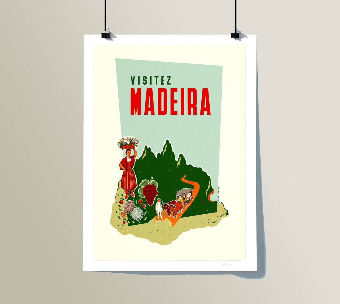 Visitez Sunny Madeira Vintage Portuguese Island Travel Poster - Image 2