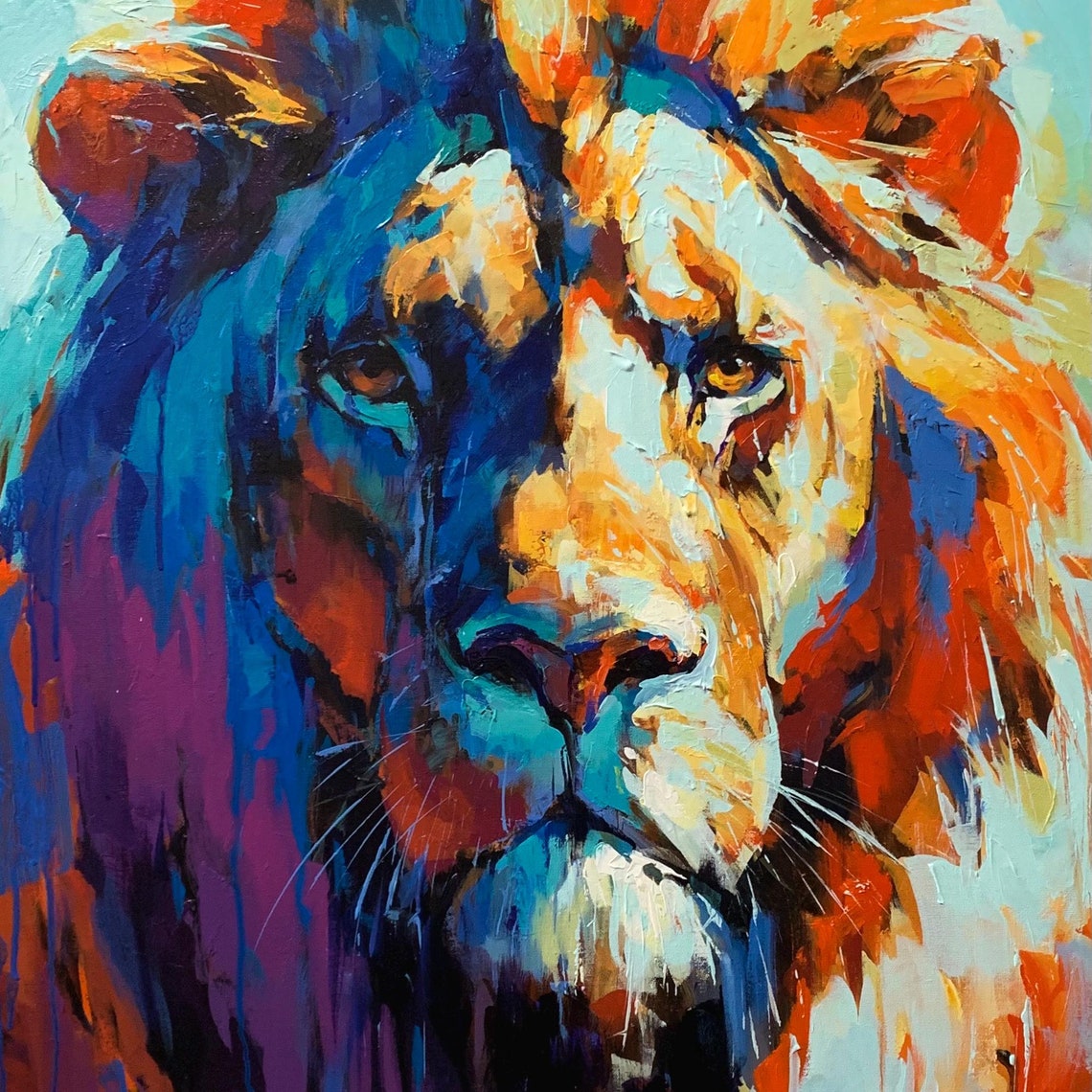 Art Print Royalty Paper Colorful Lion Wall Art Jungle Animal Poster African Safari Wildlife Painting Majestic Home Decor