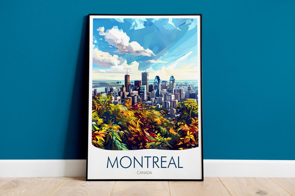Montreal Canada Skyline Mount Royal Autumn Colors City Art Poster