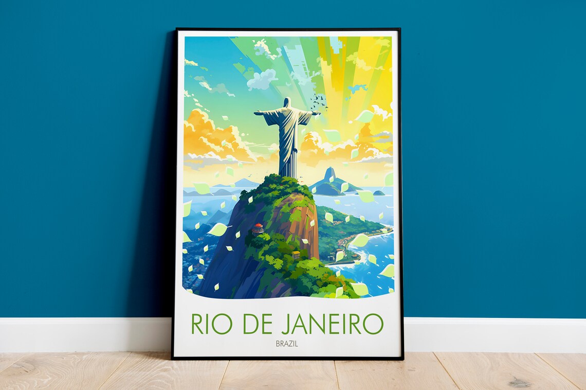 Rio de Janeiro Brazil Christ the Redeemer Sunrise Landmark Poster