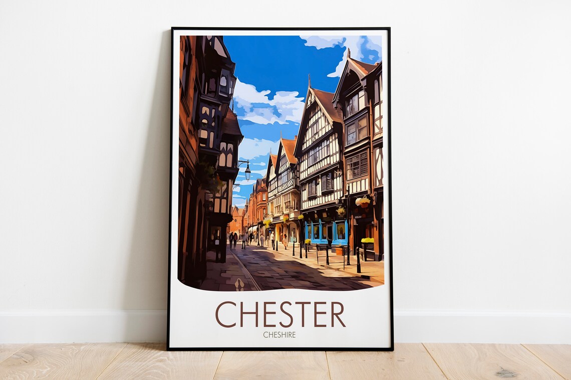 Chester Travel Poster, Cheshire UK Landscape - Image 2