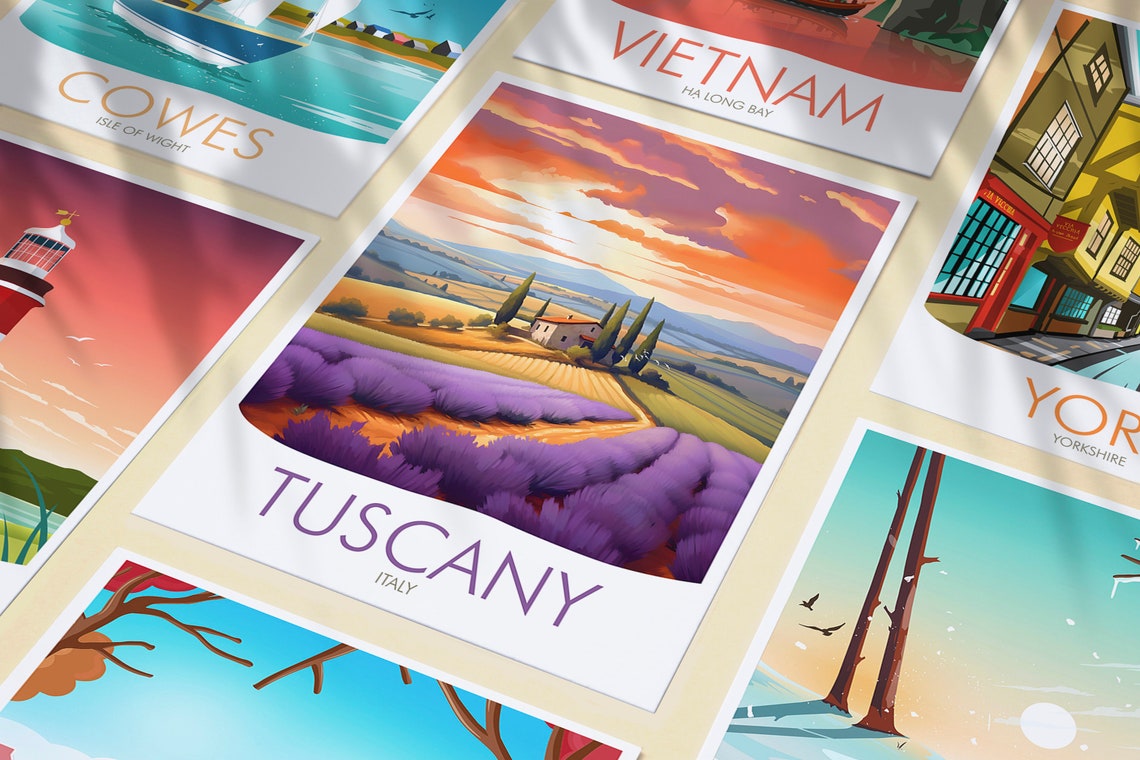 Tuscany Italy Lavender Fields Farmhouse Sunset Countryside Poster - Image 3