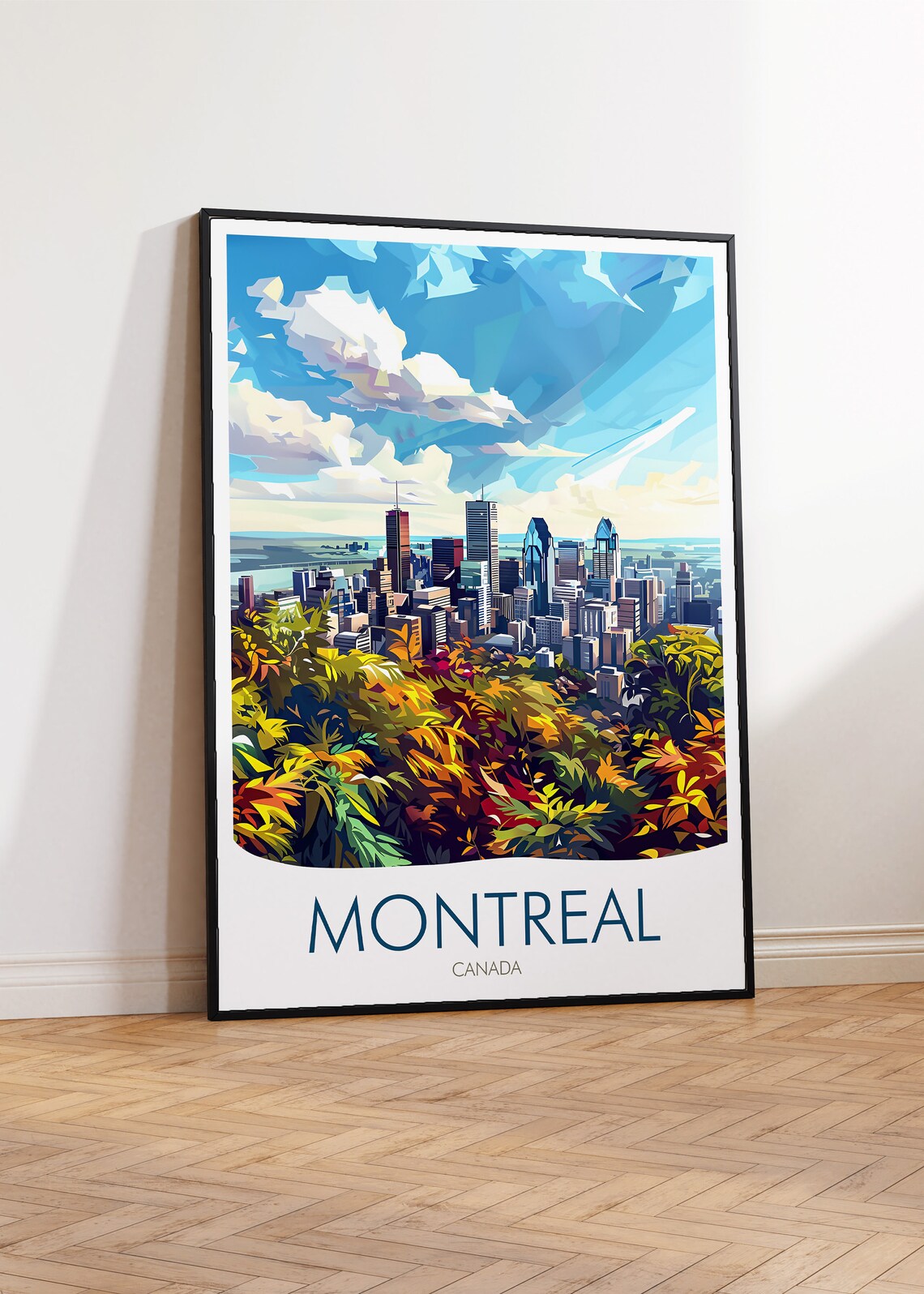 Montreal Canada Skyline Mount Royal Autumn Colors City Art Poster - Image 2