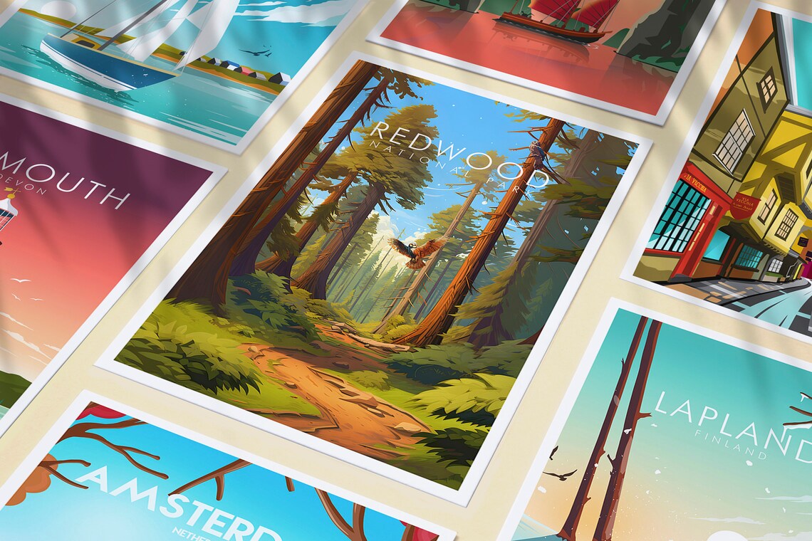 Redwood National Park Towering Giant Trees Forest Trail Nature Poster - Image 3
