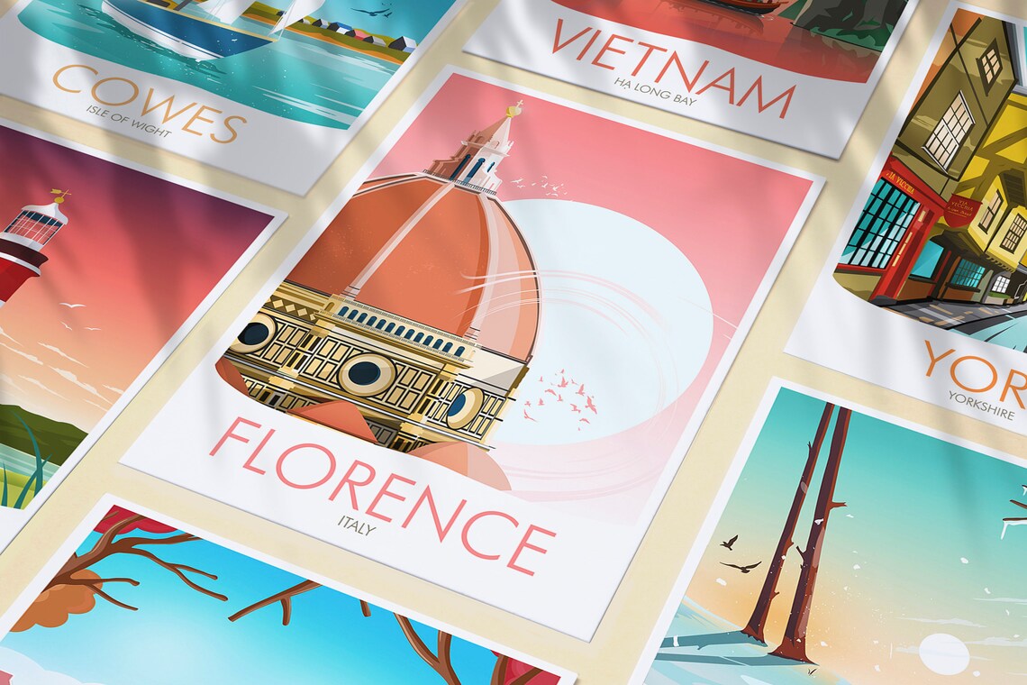 Florence Italy Duomo Cathedral Terracotta Dome View Art Poster - Image 3
