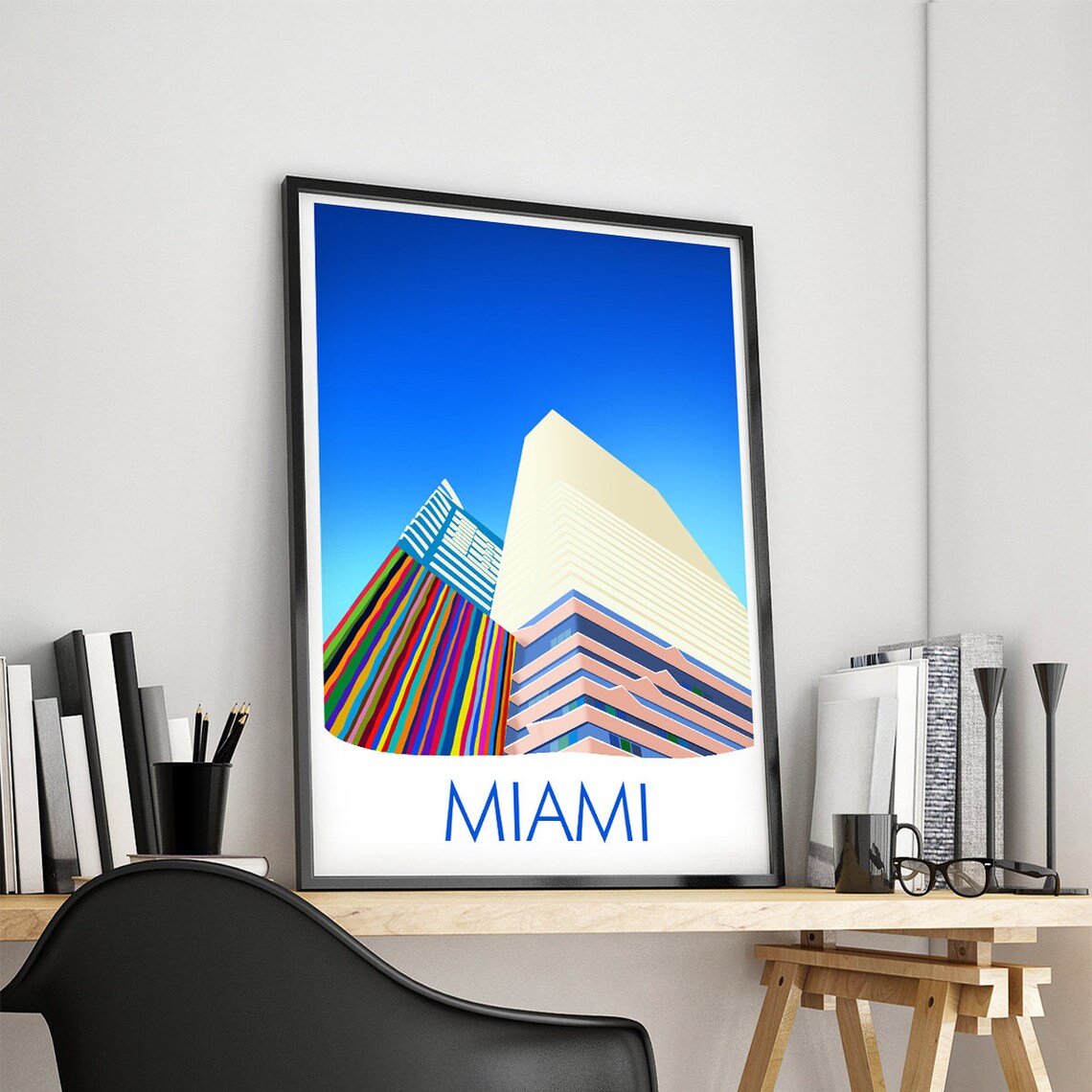Miami Florida Bold Minimalist City Skyline Geometric Architecture Poster - Image 4