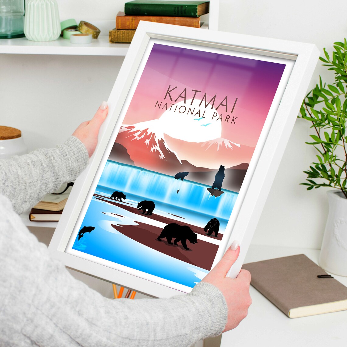 Katmai National Park Bears Salmon Falls Alaska Wilderness Nature Poster - Image 4