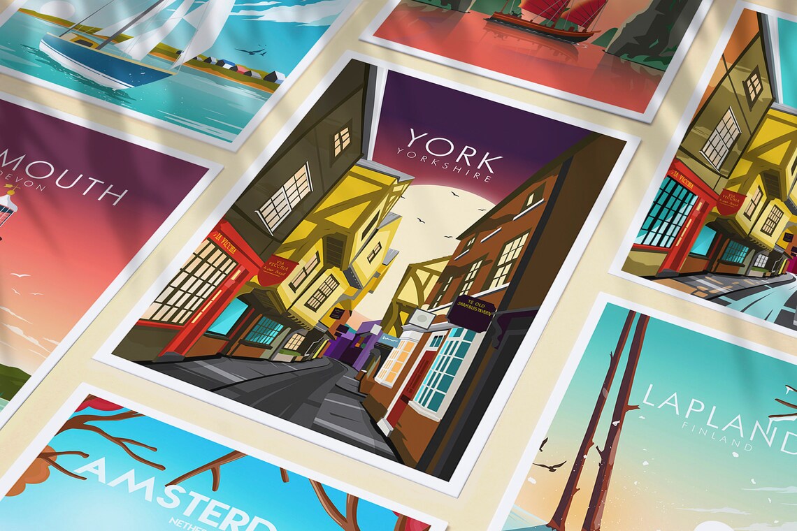 York The Shambles Travel Poster, Abstract Modern - Image 3