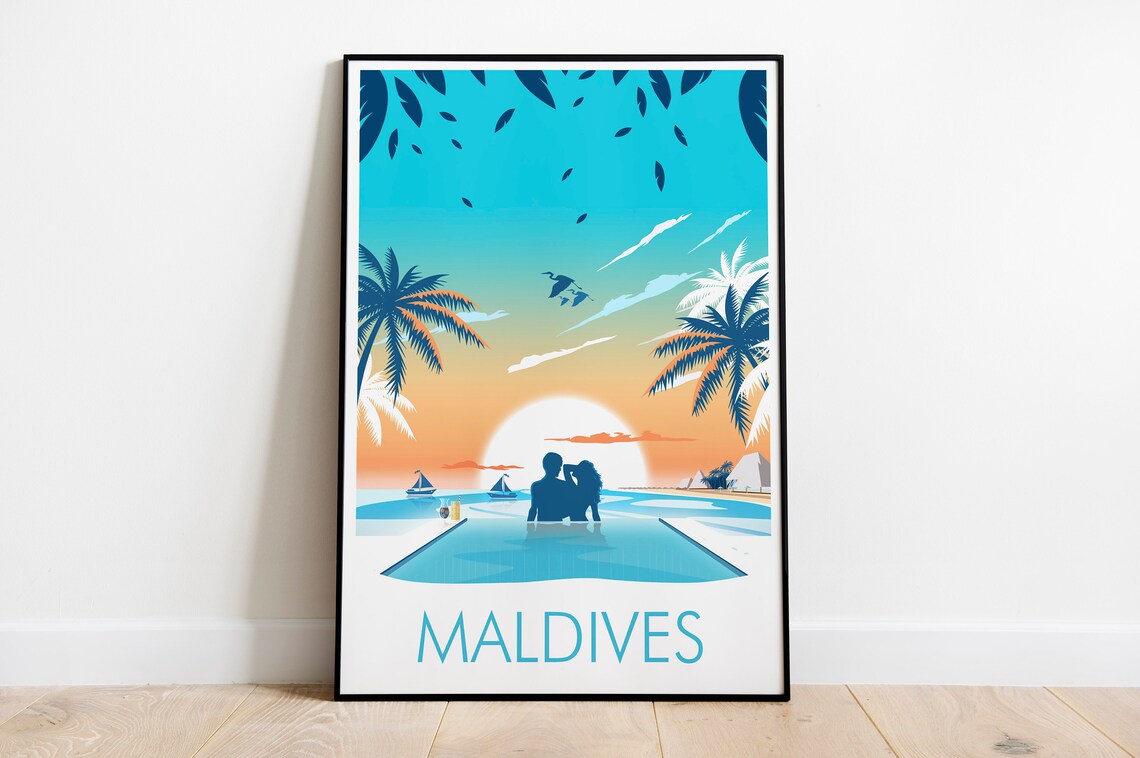 Maldives Beach Poster Print, Coastal Travel Art - Image 3