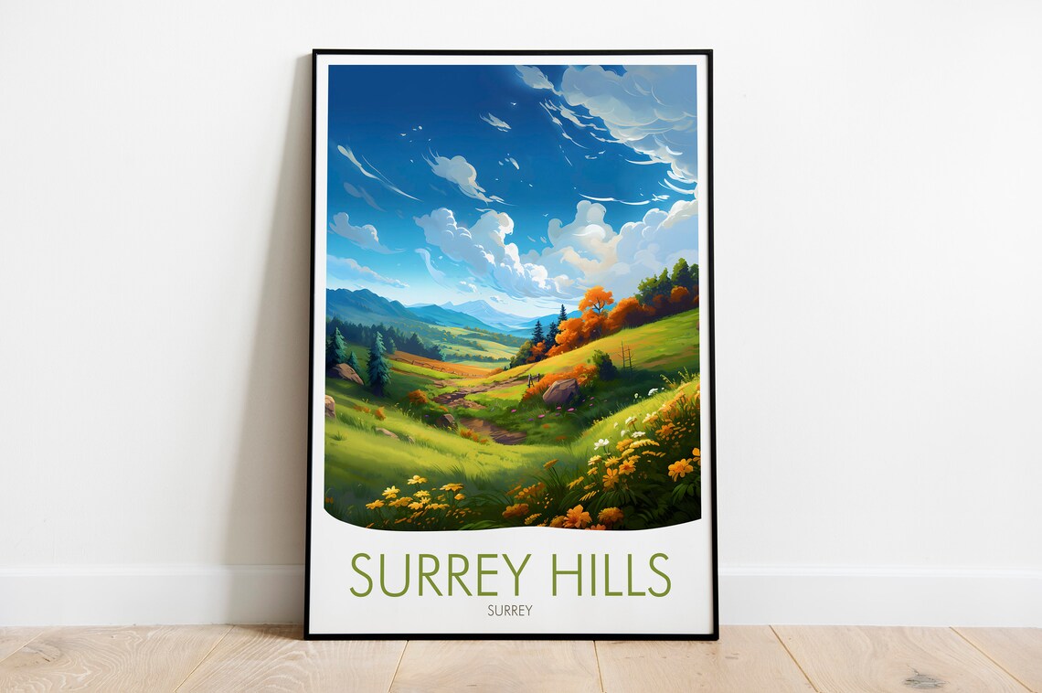 Surrey Hills England Rolling Green Hills Wildflower Meadow Poster - Image 2