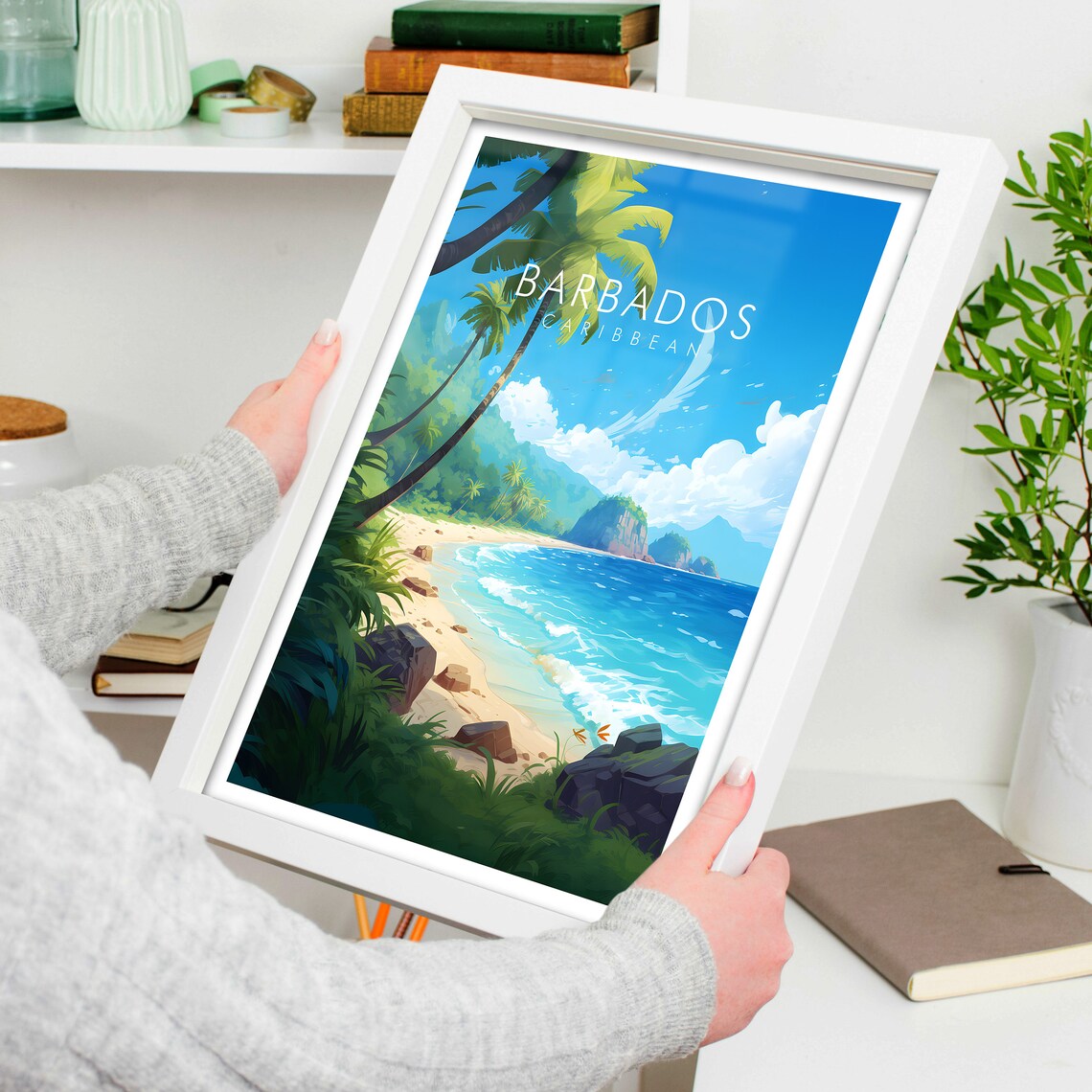 Barbados Caribbean Beach Palms Tropical Island Travel Poster - Image 4