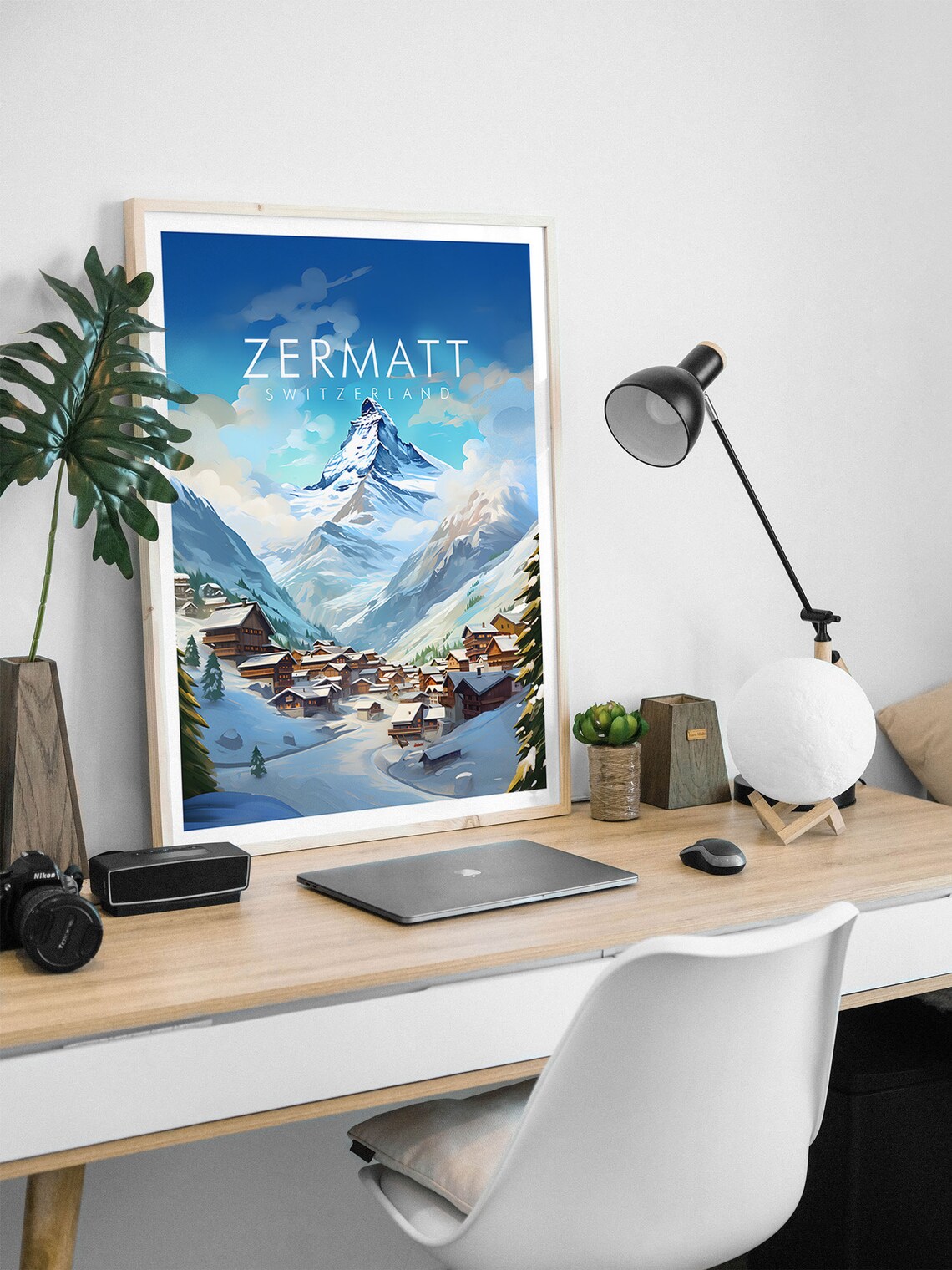 Zermatt Switzerland Matterhorn Alpine Village Winter Travel Poster - Image 2