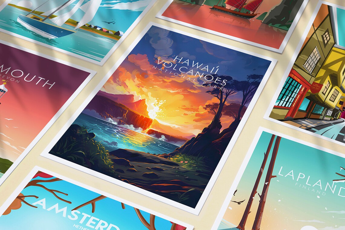 Hawaii Volcanoes Travel Poster, Hawaii Print - Image 3