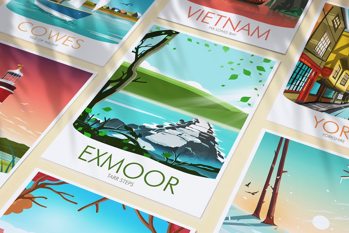 Exmoor Tarr Steps Ancient Stone Clapper Bridge Travel Poster - Image 3