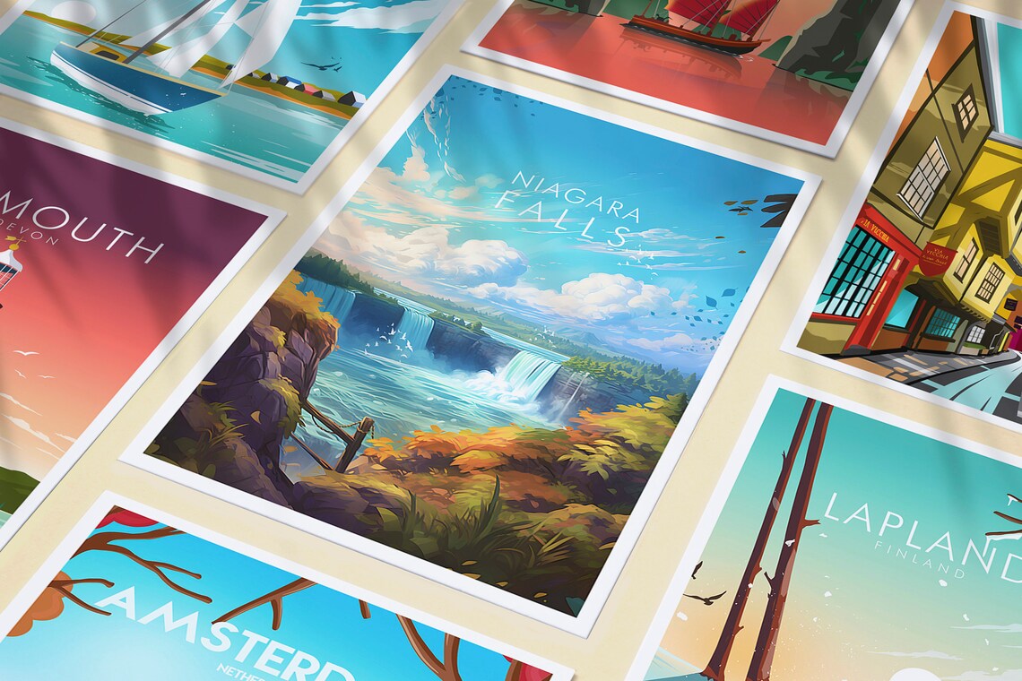 Niagara Falls Travel Poster, Modern Wall Art Print - Image 3