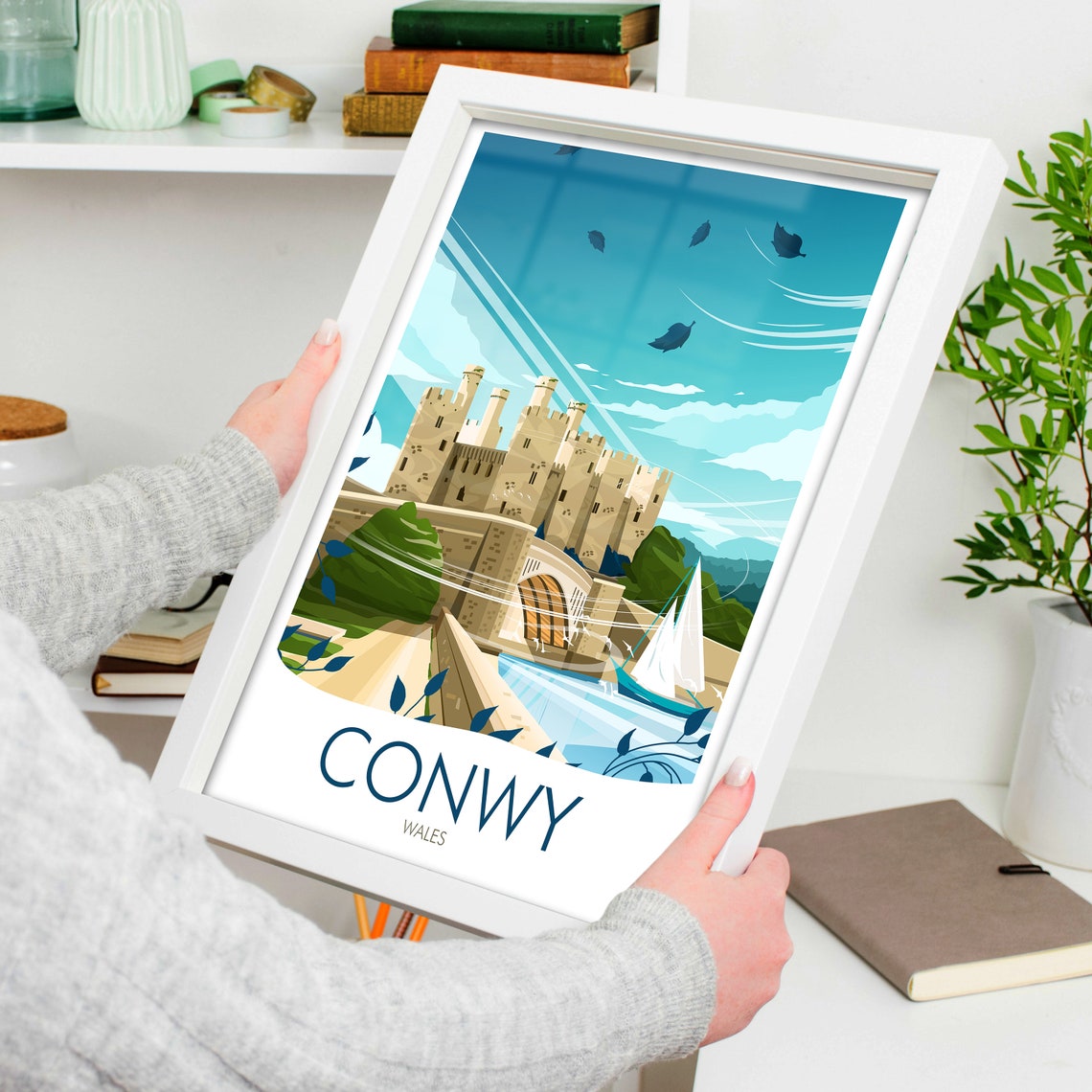 Conwy Wales Castle Harbor Medieval Walled Town Seaside Travel Poster - Image 4