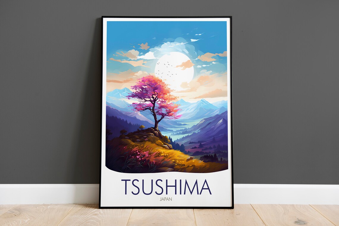 Tsushima Japan Cherry Blossom Mountain Tree Blossom View Poster