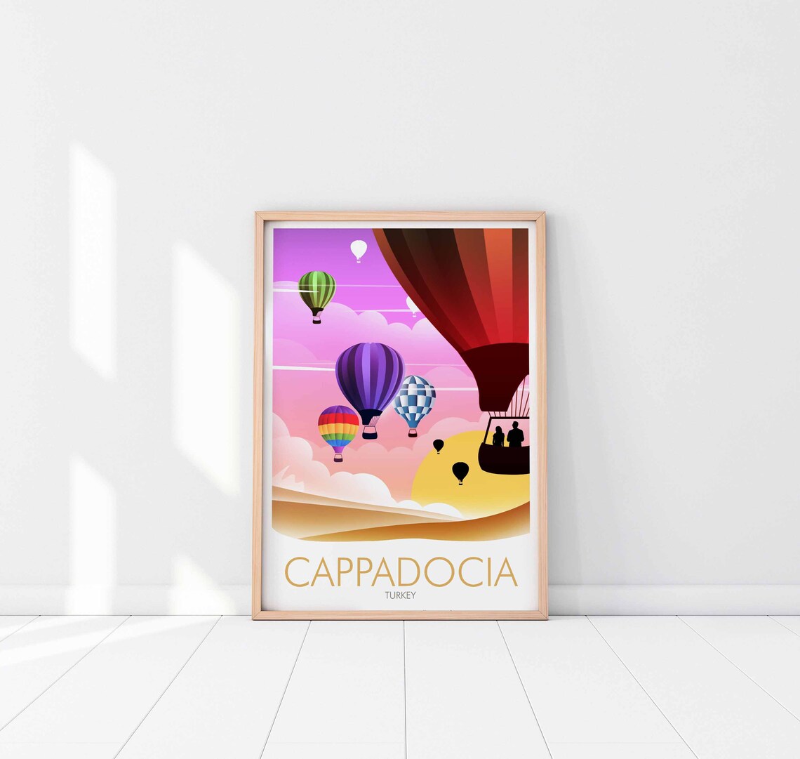 Cappadocia Turkey Colorful Hot Air Balloons Sunrise Sky Travel Poster - Image 3
