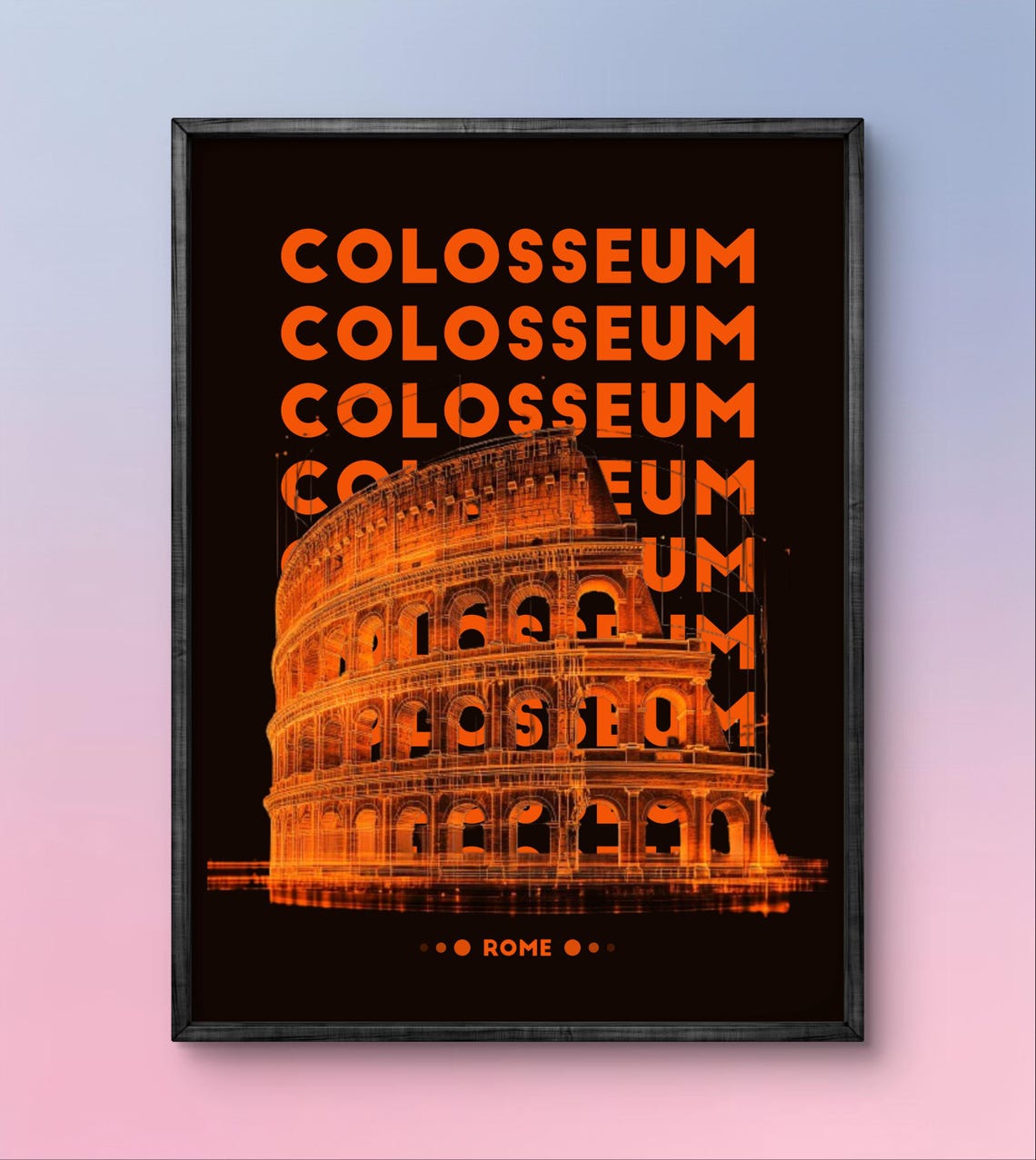 Colosseum Rome Poster Bold Orange Wall Art Modern Roman Landmark Decor - Image 4