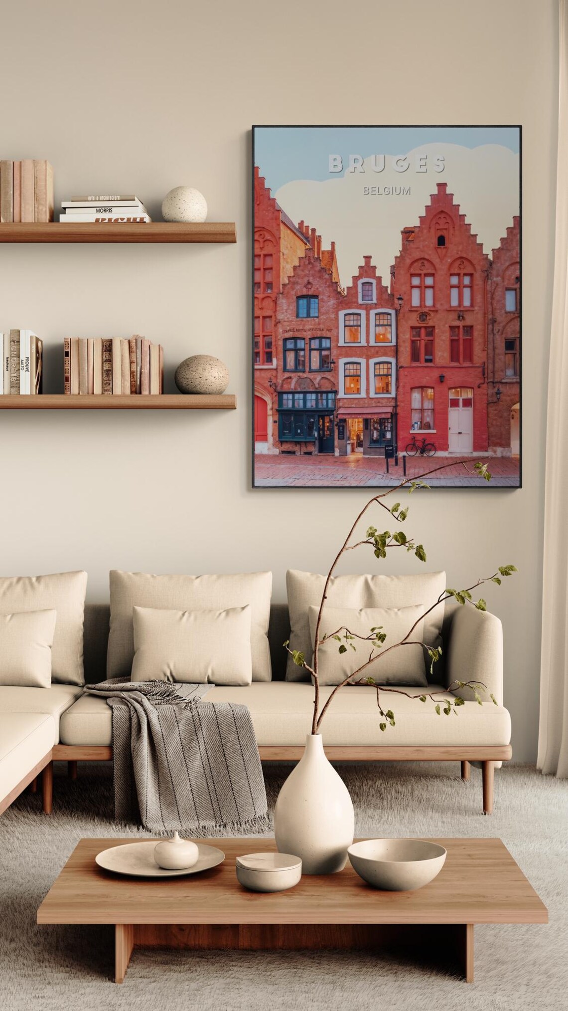 Bruges Flemish Brick Facades Stepped Gables Belgium Travel Poster - Image 2