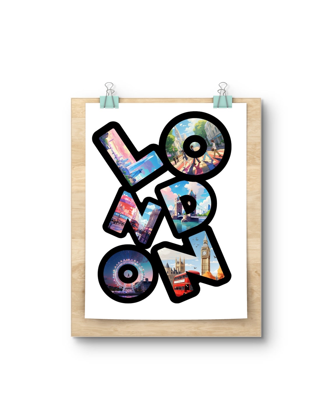 London Landmark Letters White Background Bright Travel Poster - Image 2