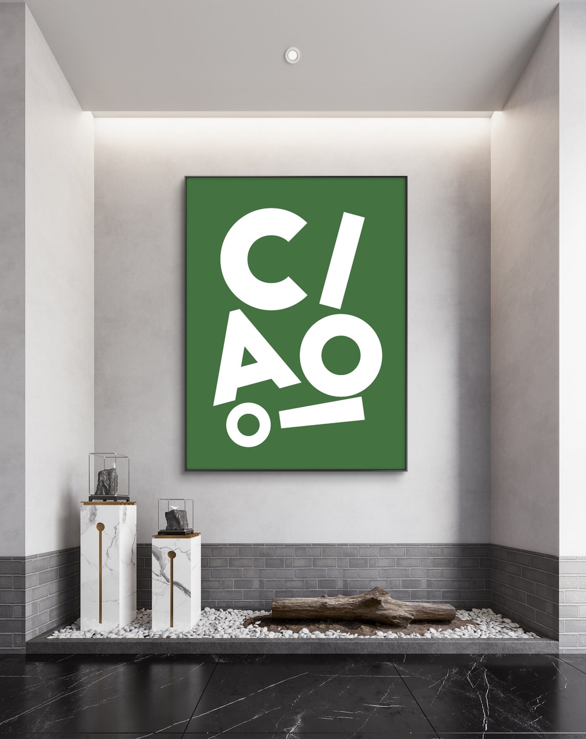Ciao Playful White Lettering On Green Typographic Greeting Poster - Image 3