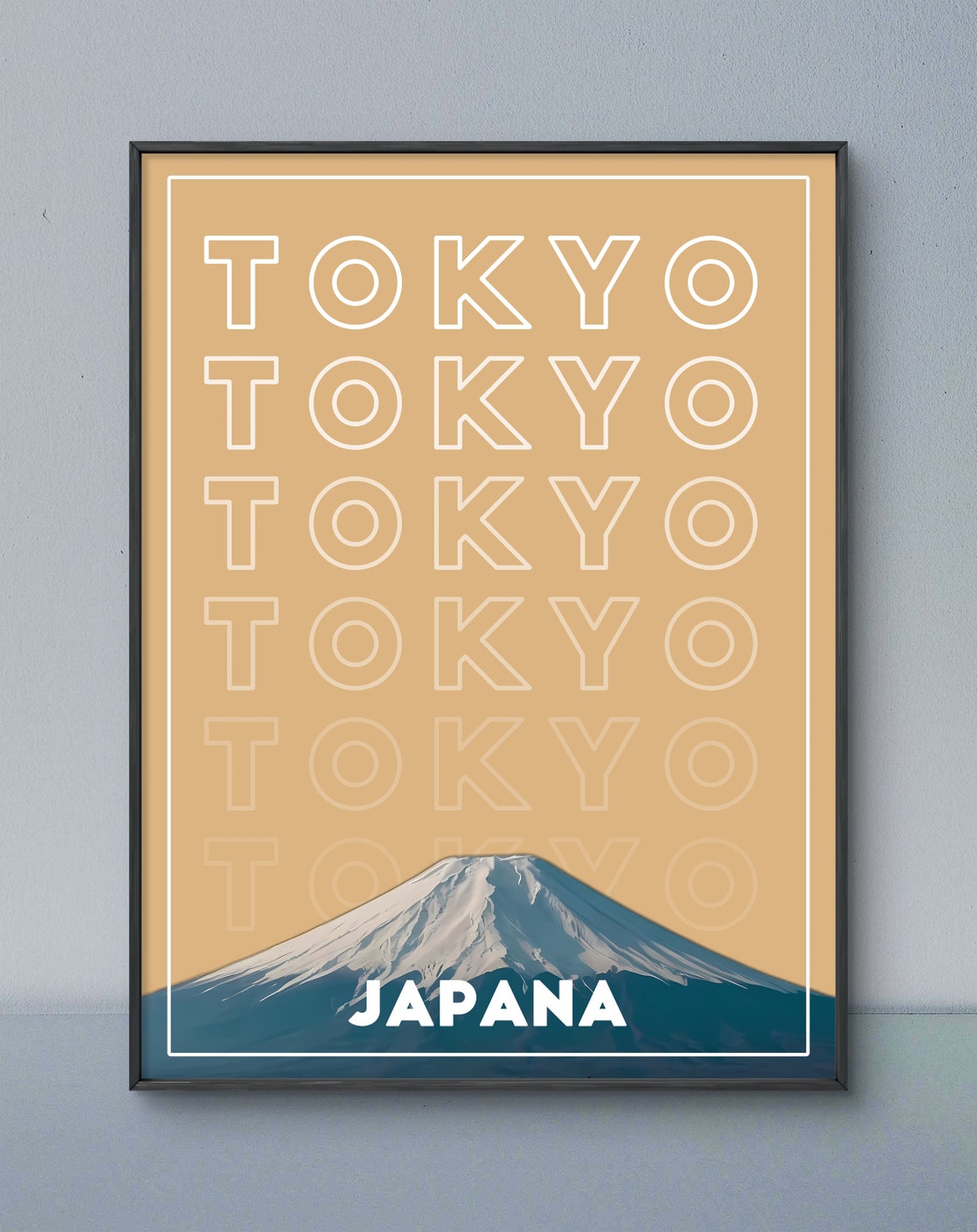 Tokyo Japan Mount Fuji Snowcapped Peak Typography Modern Travel Poster - Image 2