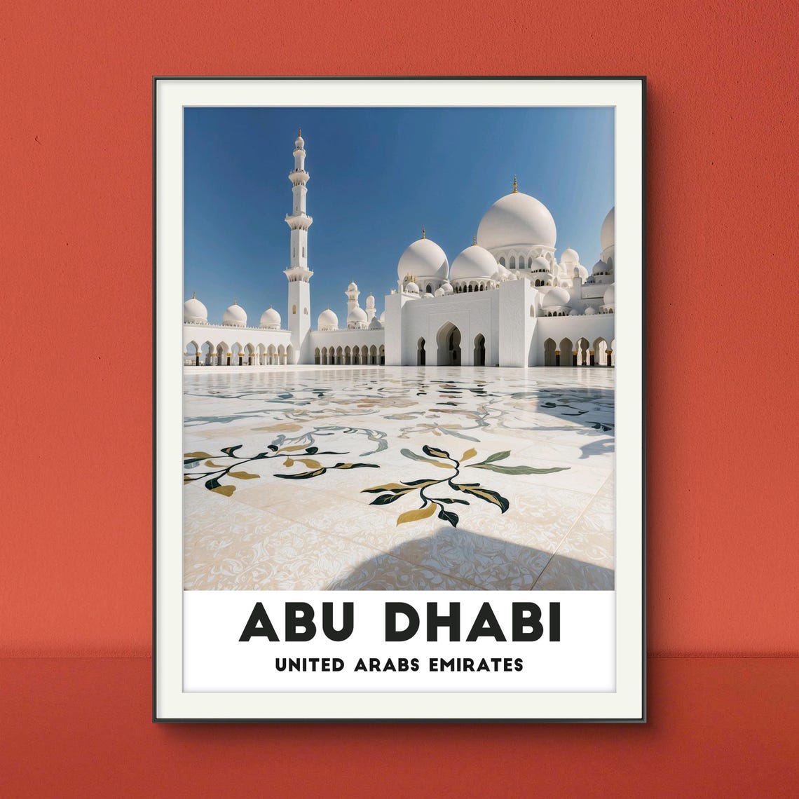 Abu Dhabi Sheikh Zayed Grand Mosque Photo Travel Marble Poster