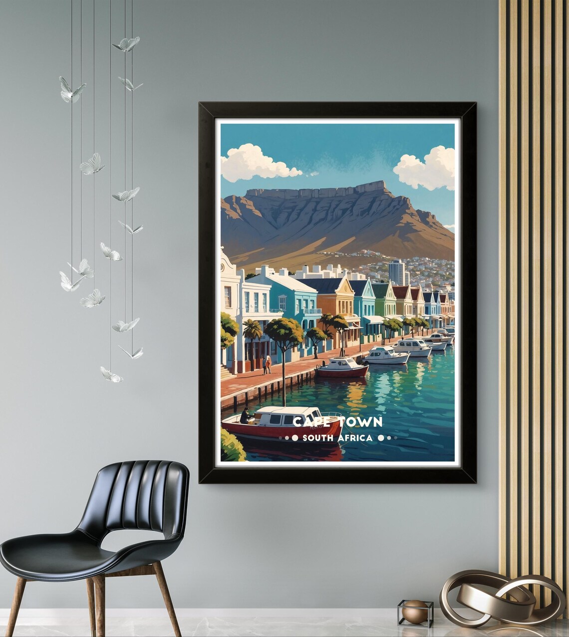 Cape Town South Africa Colorful Waterfront Houses Travel Poster - Image 2