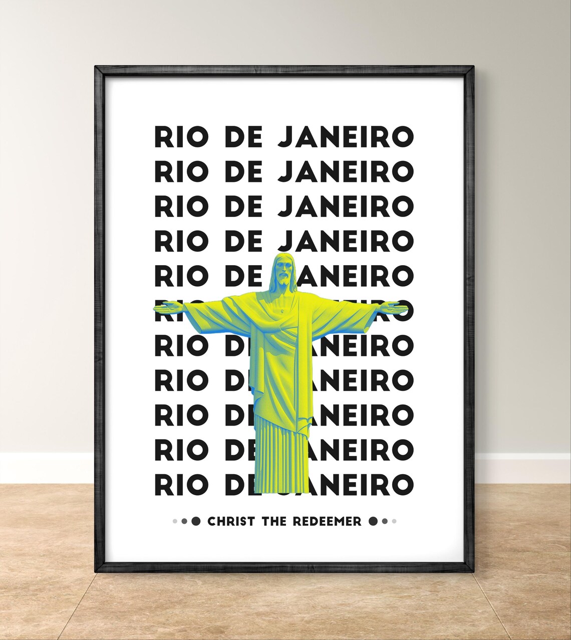 Rio De Janeiro Christ The Redeemer Neon Bold Typography Poster - Image 2