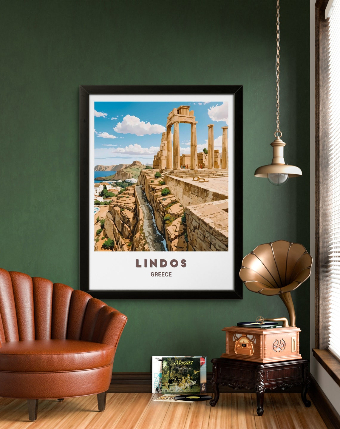 Lindos Acropolis Ancient Stone Columns Sea View Greece Poster - Image 2