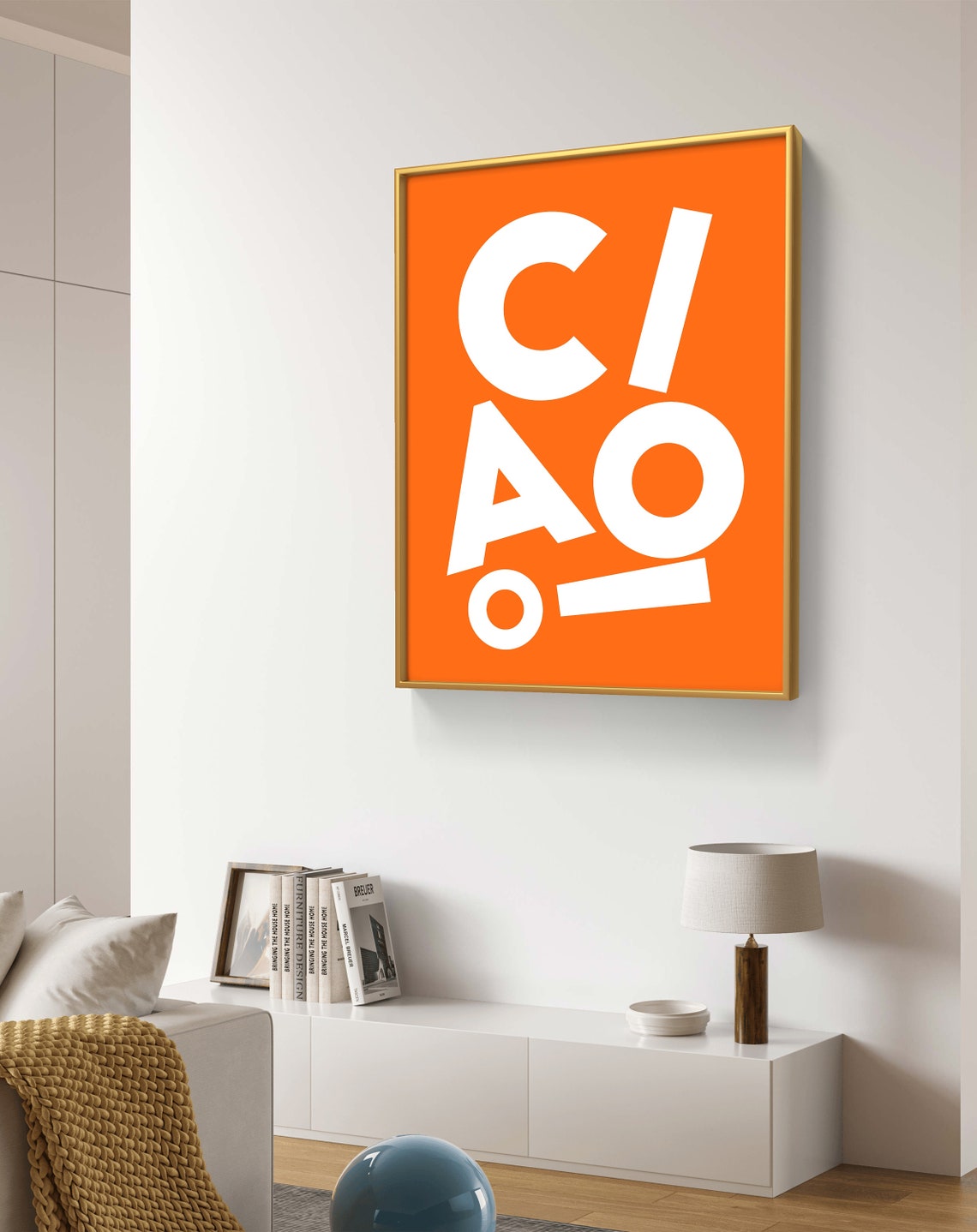 Ciao Orange White Offset Letters Bold Modern Typography Poster - Image 2