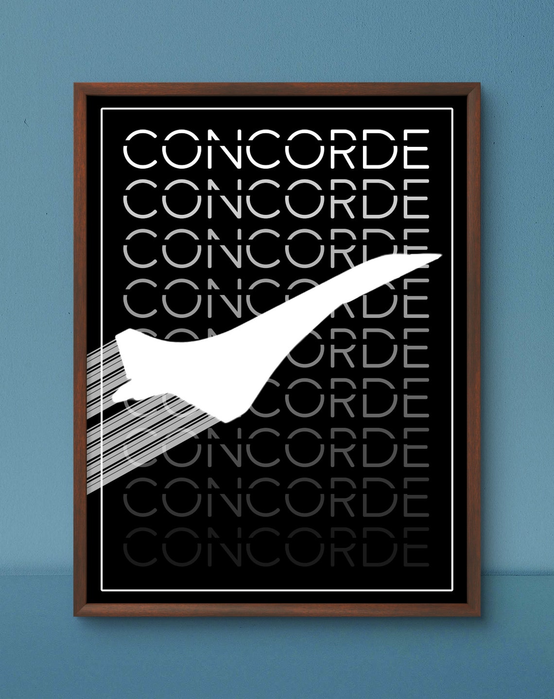 Concorde Supersonic Jet Black Typographic Aviation Legendary Poster - Image 2