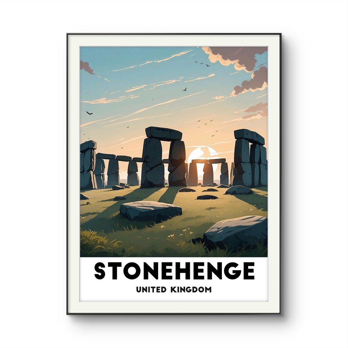 Stonehenge United Kingdom Ancient Stones Sunrise Travel Poster