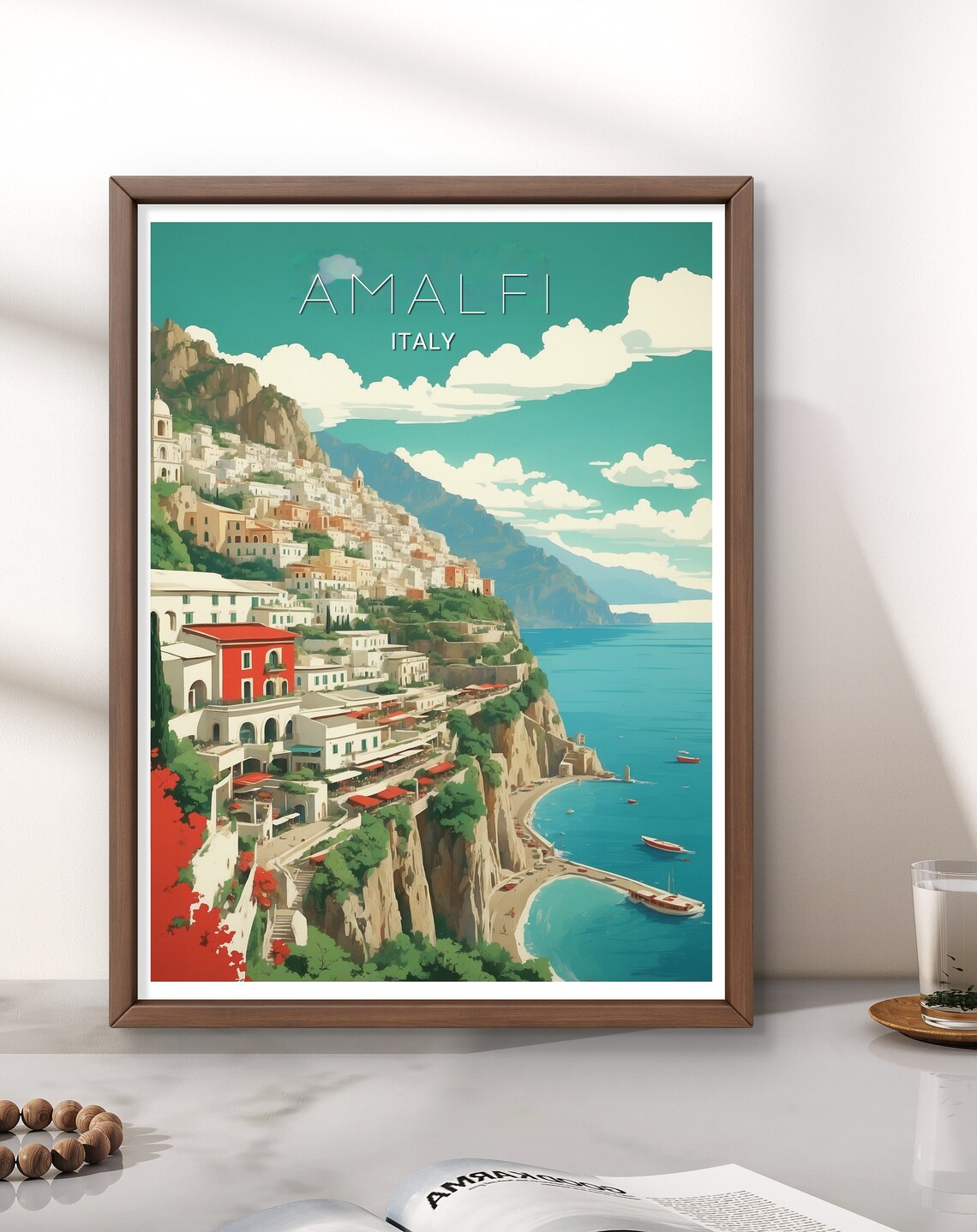Amalfi Poster Stunning Coastal View Of Amalfi Italy Perfect Wall Art For Home Office And Gifts Amalfi Wall Art - Image 2