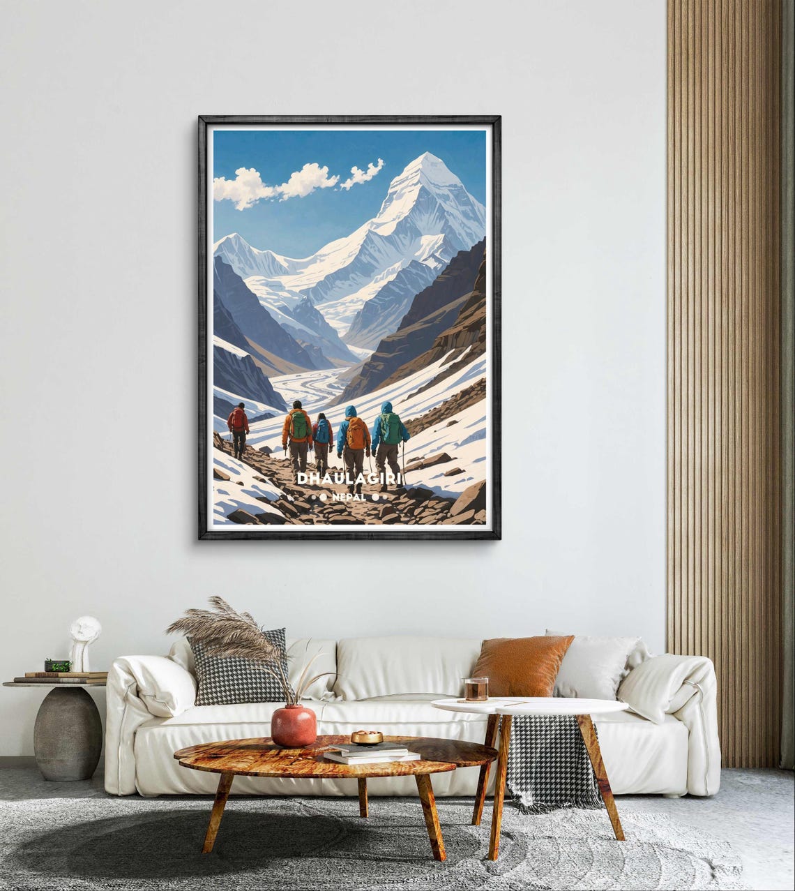 Dhaulagiri Nepal Trekking Team Colorful Packs Mountain Trail Poster - Image 2